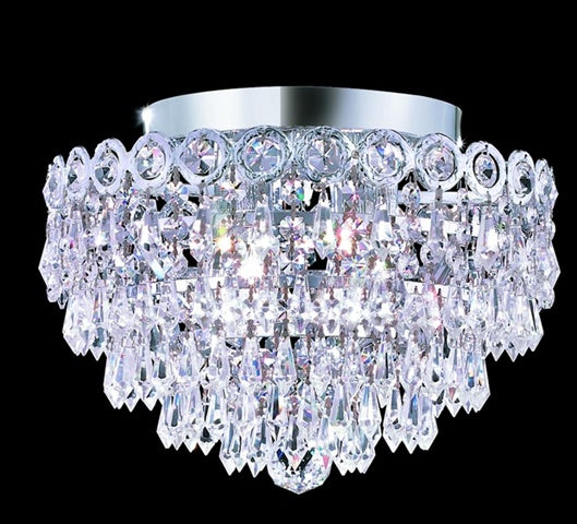 Elegant Lighting 1902F12C/Rc Royal Cut Clear Crystal Century 4-Light, Single-Tier Flush Mount Crystal Chandelier, Finished In Chrome With Clear Crystals