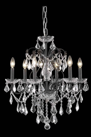 Elegant Lighting 2015D24Db/Rc Francis Collection 6-Light Hanging Fixture Royal Cut Crystals With Dark Bronze Finish