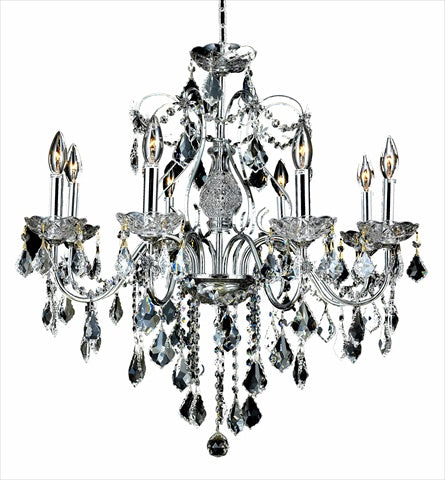 Elegant Lighting 2015D26C/Rc St. Francis 23-Inch High 8-Light Chandelier, Finish With Crystal (Clear) Royal Cut Rc Crystal, 26&quot; X 26&quot; X 23&quot;, Chrome