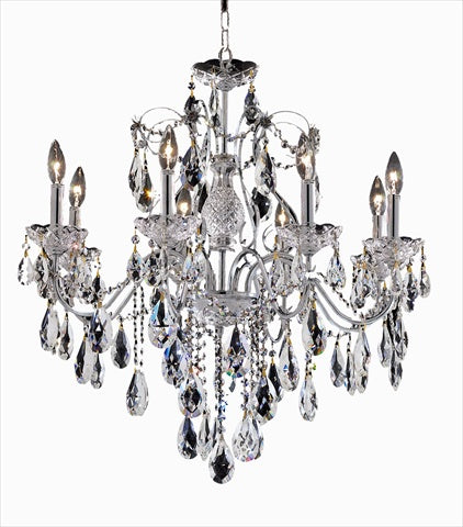 Elegant Lighting 2016D26C/Rc Royal Cut Clear Crystal St. Francis 8-Light, Single-Tier Crystal Chandelier, 26&quot; X 23&quot;, Finished In Chrome With Clear Crystals