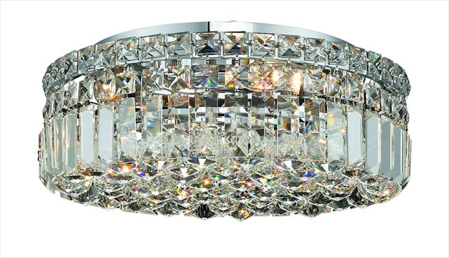 Elegant Lighting 5-Light Flush Mount, Chrome Finish, Royal Cut Crystals, Model 2030F16C/RC, Silver