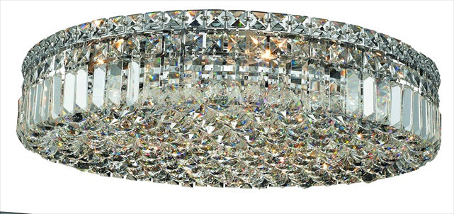 Elegant Lighting 2030F24C/Rc Royal Cut Clear Crystal Maxim 9-Light, Single-Tier Flush Mount Crystal Chandelier, Finished In Chrome With Clear Crystals