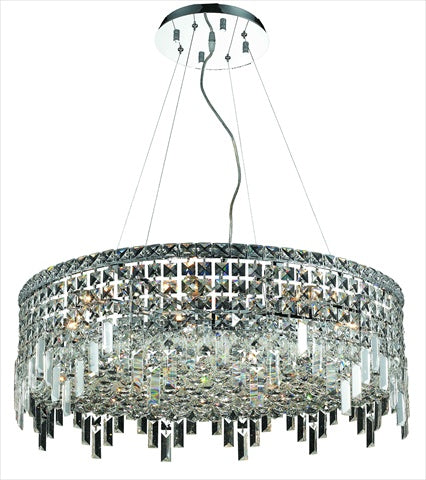 Elegant Lighting 2031D28C/Rc Royal Cut Clear Crystal Maxim 12-Light Crystal Pendant, 28&quot; X 10.5&quot;, Finished In Chrome With Clear Crystals