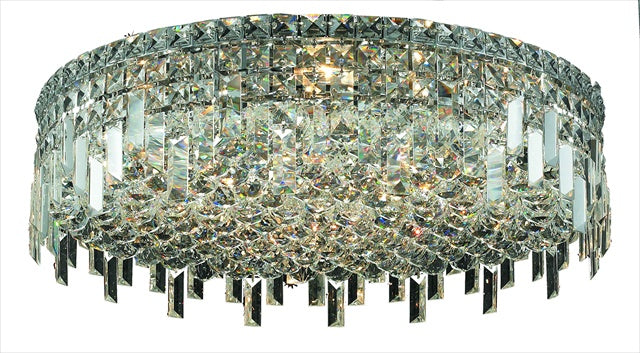 Elegant Lighting 2031F24C/Rc Royal Cut Clear Crystal Maxim 9-Light, Single-Tier Flush Mount Crystal Chandelier, Finished In Chrome With Clear Crystals
