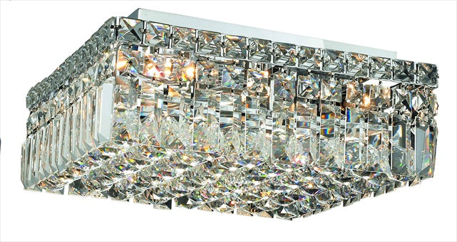 Elegant Lighting 2032F14c-Rc 14 L x 14 W x 55 H in Maxim collection Flush Mount - Royal cut- chrome Finish