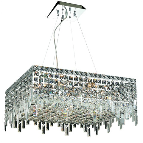 Elegant Lighting 2033D24C/Rc Royal Cut Clear Crystal Maxim 12-Light Crystal Pendant, 24" X 24" X 10.5", Finished In Chrome With Clear Crystals