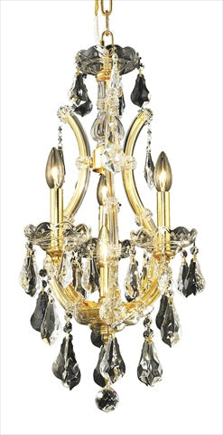 Elegant Lighting 2801D12G/Rc Royal Cut Clear Crystal Maria Theresa 4-Light, Single-Tier Crystal Chandelier, Finished In Gold With Clear Crystals, 12" X 22"