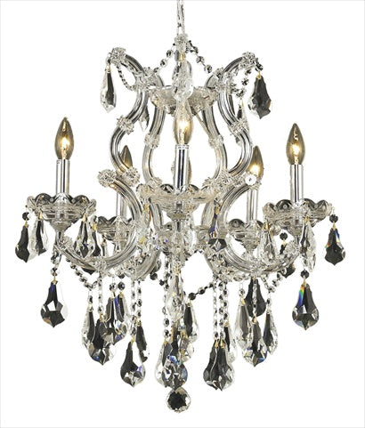 Elegant Lighting 2801D20C/Rc Royal Cut Clear Crystal Maria Theresa 6-Light, Single-Tier Crystal Chandelier, Finished In Chrome With Clear Crystals, 20&quot; X 25&quot;