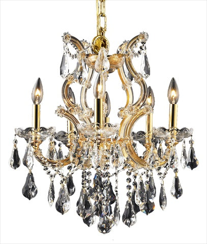 Elegant Lighting Crystal Chandelier 6-Light Gold Finish 25inx20inx20in Model 2801D20G/RC