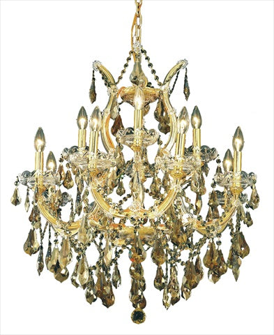 Elegant Lighting 2801D27g-gT-Rc 27 W x 26 H in Maria Theresa collection Hanging Fixture - Royal cut- gold Finish