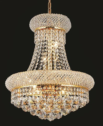 Elegant Lighting 8-Light Hanging Fixture Royal Cut Crystal Gold Finish 16in Model 1800D16G/RC