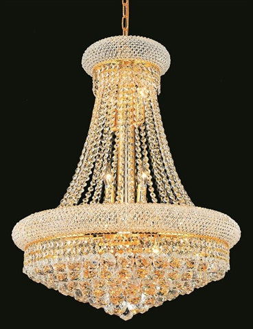 Elegant Lighting 1800D24G/Rc Royal Cut Clear Crystal Primo 14-Light, Two-Tier Crystal Chandelier, Finished In Gold With Clear Crystals