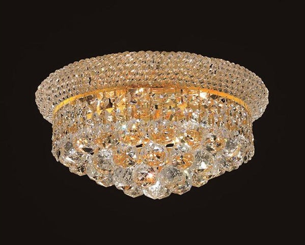 Elegant Lighting 1800F14G/Rc Royal Cut Clear Crystal Primo 6-Light, Single-Tier Flush Mount Crystal Chandelier, Finished In Gold With Clear Crystals