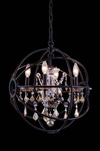 Elegant Lighting 1130D17DB-gT-Rc 17 Dia x 195 H in geneva Pendent Lamp - Dark Bronze&#44 Royal cut golden Teak crystals