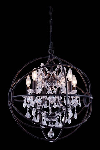 Elegant Lighting 5-Light Pendant Lamp, Alloy Steel, Dark Bronze Finish, Royal Cut Crystals, Model 1130D20DB/RC, Crystal (Clear)