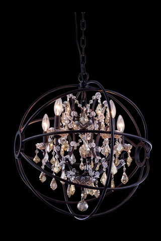 Elegant Lighting 1130D20DB-gT-Rc 20 Dia x 23 H in geneva Pendent Lamp - Dark Bronze- Royal cut golden Teak crystals