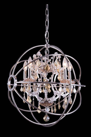 Elegant Lighting 1130D20PN-gT-Rc 20 Dia x 23 H in geneva Pendent Lamp - Polished Nickel- Royal cut golden Teak crystals