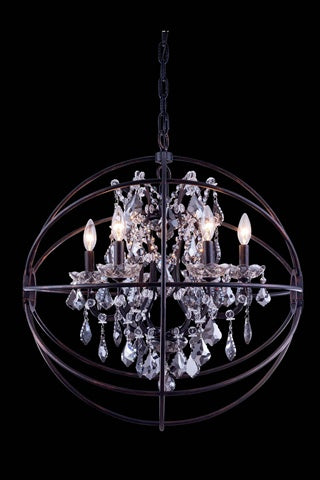Elegant Lighting Geneva Collection 1130D25Db-Ss/Rc 6-Light Pendant Lamp With Royal Cut Silver Shade Crystals, Dark Bronze Finish