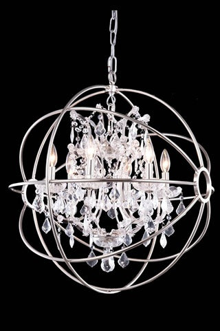 Elegant Lighting 6-Light Pendant Lamp, Polished Nickel, Royal Cut Crystals, Model 1130D25PN/RC, Clear Crystal Finish