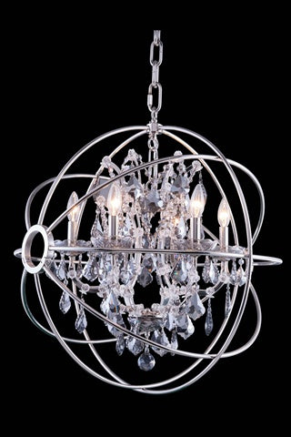 Elegant Lighting 1130D25Pn-Ss-Rc 25 Dia X 275 H In Geneva Pendent Lamp - Polished Nickel- Royal Cut Silver Shade Crystals