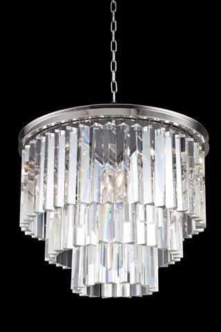Elegant Lighting Sydney Collection 1201D20Pn/Rc 6-Light Pendant Lamp With Royal Cut Crystals, Polished Nickel Finish