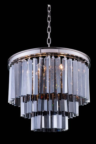 Elegant Lighting Sydney Collection 9-Light Pendant Lamp, Polished Nickel, Royal Cut Silver Shade Crystals, Model 1201D20PN-SS/RC