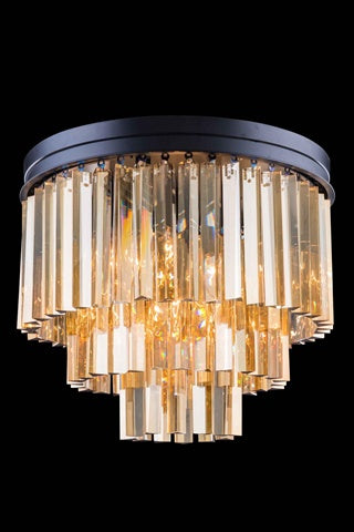 Elegant Lighting 1201F20Mb-Gt-Rc 20 Dia X 16 H In Sydney Flush Mount - Mocha Brown- Royal Cut Golden Teak Crystals