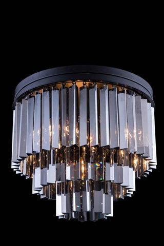 Elegant Lighting 1201F20Mb-Ss-Rc 20 Dia X 16 H In Sydney Flush Mount - Mocha Brown- Royal Cut Silver Shade Crystals