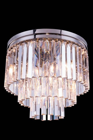Elegant Lighting 9-Light Flush Mount, Polished Nickel, Royal Cut Crystals, 20in - Model 1201F20PN/RC