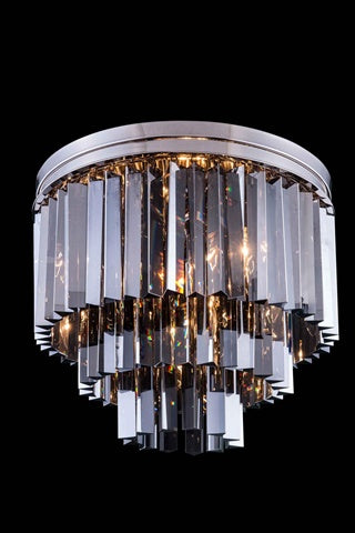 Elegant Lighting Sydney Collection 9-Light Flush Mount, Polished Nickel, Royal Cut Silver Shade Crystals, 20in - Model 1201F20PN-SS/RC