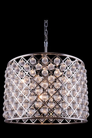 Elegant Lighting 8-Light Pendant Lamp Royal Cut Crystals 27.5inD x 21inH Polished Nickel Model 1204D27PN/RC