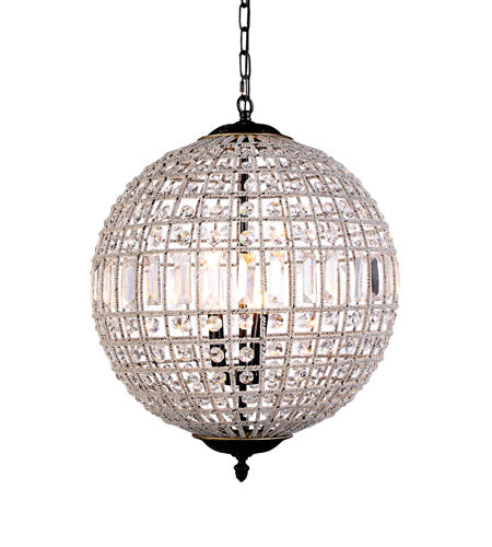 Elegant Lighting 5-Light Pendant Lamp, Dark Bronze Finish, 24in Depth x 33.5in Height, Crystal, Model 1205D24DB/RC