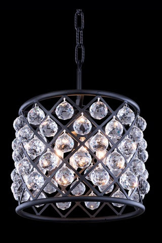Elegant Lighting Madison Collection 4-Light Pendant Lamp With Royal Cut Crystals, Mocha Brown Finish