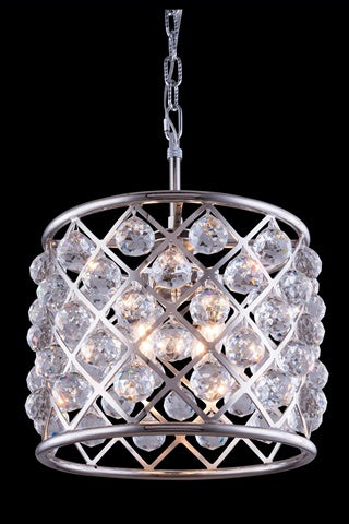 Elegant Lighting 4-Light Pendant Lamp, Royal Cut Crystals, Metal, 14inLx14inWx13inH, Polished Nickel Finish, Model 1206D14PN/RC