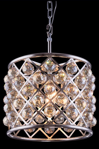 Elegant Lighting 4-Light Pendant Lamp, Polished Nickel, Royal Cut Golden Teak Crystals, 14inL x 14inW x 13inH, Model 1206D14PN-GT