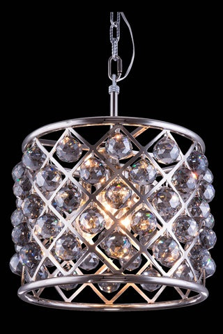 Elegant Lighting 4-Light Pendant Lamp, Polished Nickel, Metal, 14inLx14inWx13inH, Model 1206D14PN-SS/RC, Royal Cut Silver Shade Cr