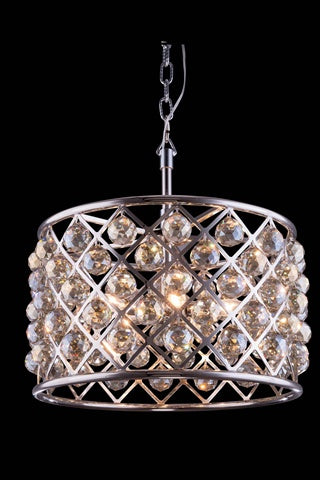 Elegant Lighting 6-Light Pendant Lamp Royal Cut Golden Teak Crystals Polished Nickel Finish Model 1206D20PN-GT/RC
