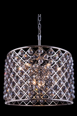 Elegant Lighting 8-Light Pendant Lamp Polished Nickel Metal 27.5inx27.5inx21in Model 1206D27PN-SS/RC Royal Cut Silver Shade Crystals
