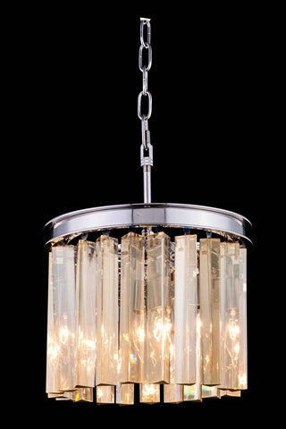 Elegant Lighting 1208D12Pn-Gt-Rc 12 Dia X 13 H In Sydney Pendent Lamp - Polished Nickel- Royal Cut Golden Teak Crystals