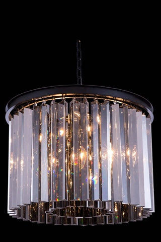 Elegant Lighting 1208D20Mb-Ss-Rc 20 Dia X 135 H In Sydney Pendent Lamp - Mocha Brown- Royal Cut Silver Shade Crystals