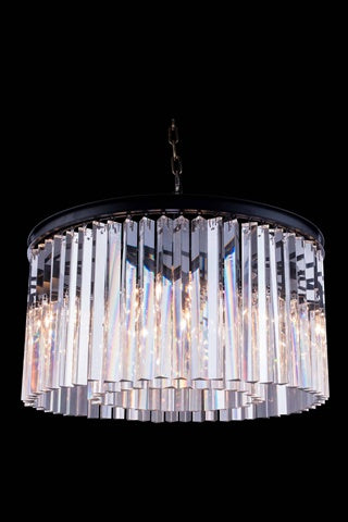 Elegant Lighting 1208D26MB-Rc 26 Dia x 135 H in Sydney Pendent Lamp - Mocha Brown- Royal cut crystals