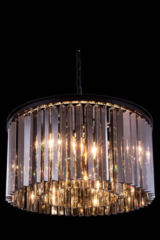 Elegant Lighting 1208D26MB-SS-Rc 26 Dia x 135 H in Sydney Pendent Lamp - Mocha Brown- Royal cut Silver Shade crystals