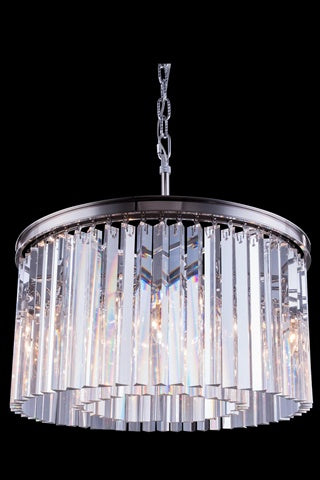 Elegant Lighting 8-Light Pendant Lamp Royal Cut Crystals Polished Nickel Model 1208D26PN/RC