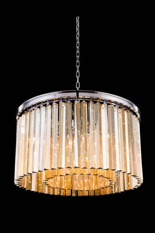 Elegant Lighting 8-Light Pendant Lamp, Polished Nickel, Royal Cut Golden Teak Crystals, Model 1208D26PN-GT/RC