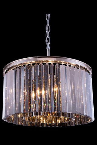 Elegant Lighting 8-Light Pendant Lamp, Polished Nickel Finish, Royal Cut Silver Shade Crystals, Model 1208D26PN-SS/RC