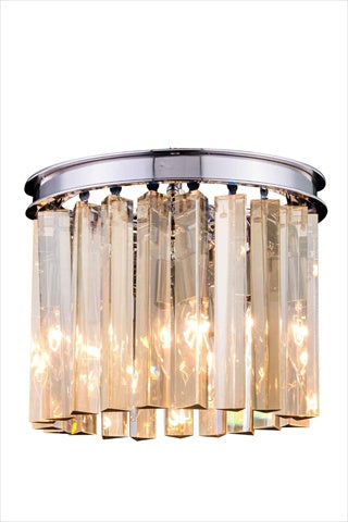 Elegant Lighting 1208F12Pn-Gt-Rc 12 Dia X 13 H In Sydney Flush Mount - Polished Nickel- Royal Cut Golden Teak Crystals