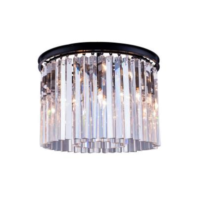 Elegant Lighting Sydney Collection 6-Light Flush Mount, Mocha Brown Finish, Stainless Steel, 20in Size, Royal Cut Crystals, Model 1208F20MB/RC