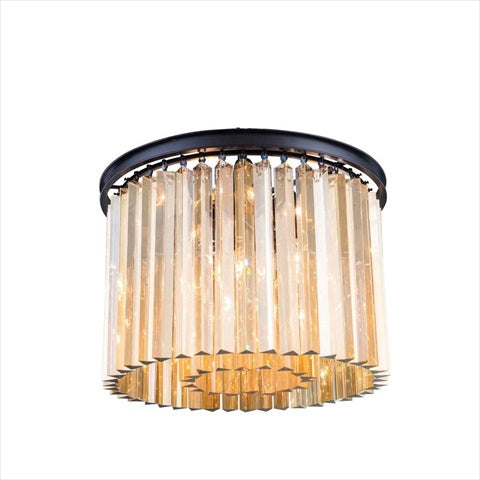 Elegant Lighting 1208F20Mb-Gt-Rc 20 Dia X 135 H In Sydney Flush Mount - Mocha Brown- Royal Cut Golden Teak Crystals