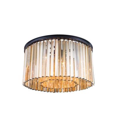 Elegant Lighting 1208F26MB-gT-Rc 26 Dia x 135 H in Sydney Flush Mount - Mocha Brown- Royal cut golden Teak crystals