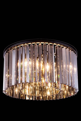 Elegant Lighting 1208F26MB-SS-Rc 26 Dia x 135 H in Sydney Flush Mount - Mocha Brown- Royal cut Silver Shade crystals